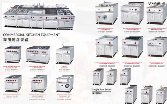 Коммерчески ряд Fryer 4burner кухни с лотком шкафа закрытым кожухом кипя со шкафом